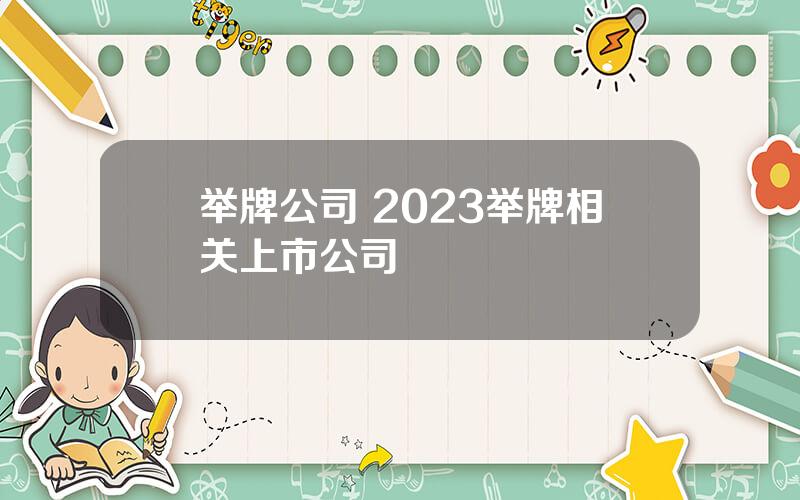 举牌公司 2023举牌相关上市公司